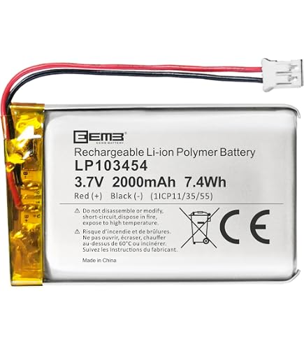 Amazon.com: Qimoo 503040 3.7V Lipo Battery 600mAh Rechargeable